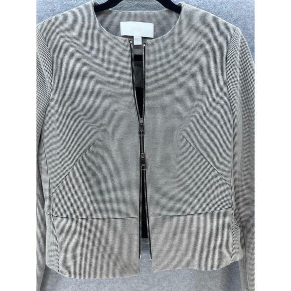 HUGO by Hugo Boss Womens sz 6 Jekalana Houndstooth Blazer Double Zip Modern Chic - Picture 3 of 12